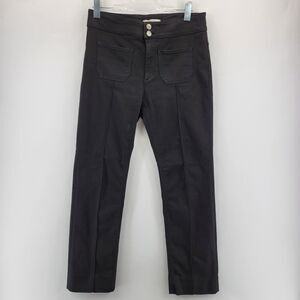 Dorothee Schumacher Pants Size 4 Black Straight Leg Cropped Stretch Patch Pocket